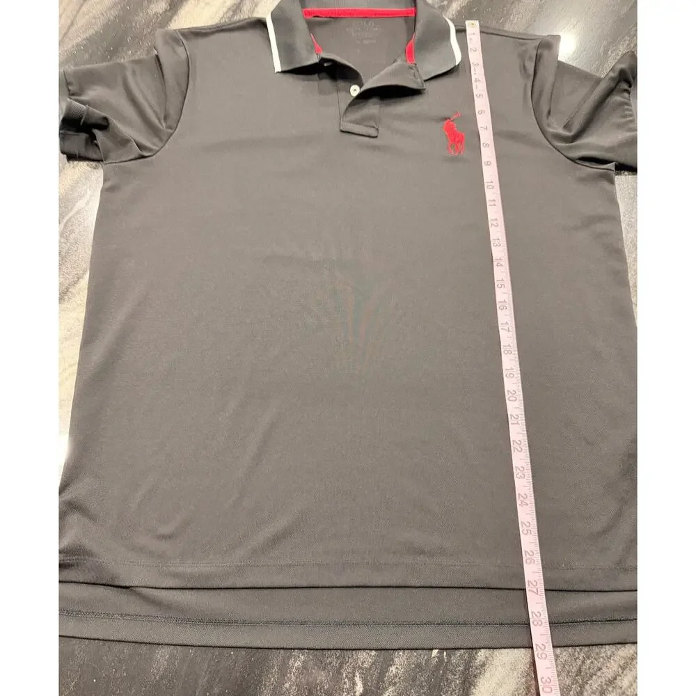 Polo Ralph Lauren Performance Large Big Pony Black Red White Stretch Golf Shirt
